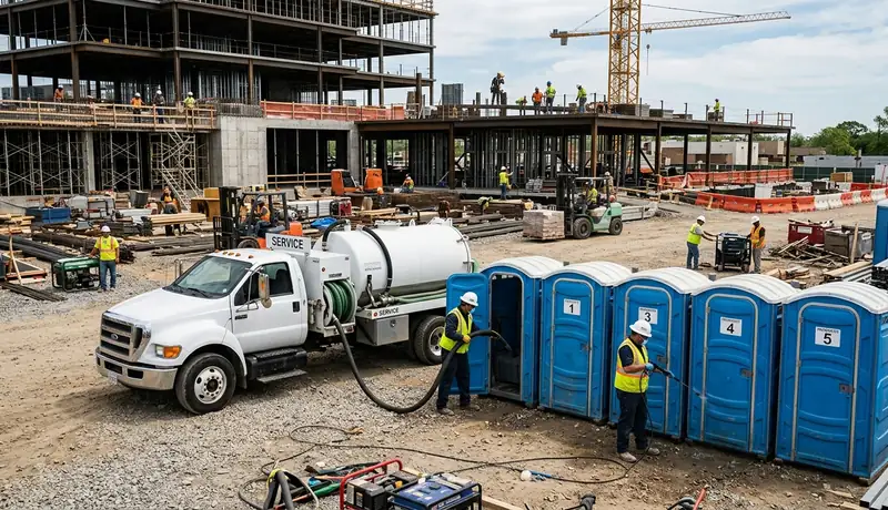 how often should construction site porta potties be serviced? in USA in USA