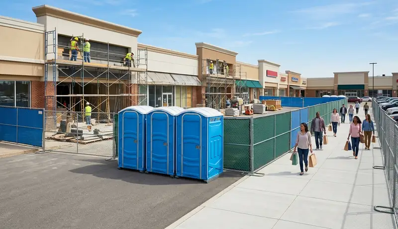 shopping center renovation porta potty rental project in USA in USA